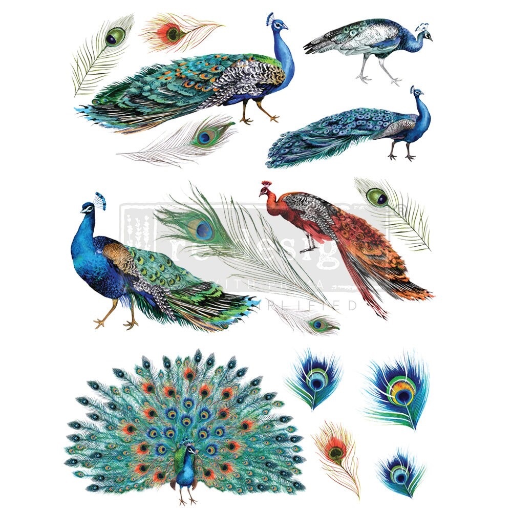 Redesign with Prima Decor Transfer | PEACOCK DREAMS | 24” x 33”